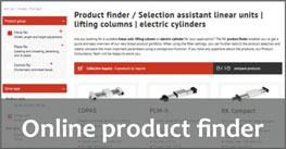 Product finder / Selection assistant linear units | lifting columns | electric cylinders